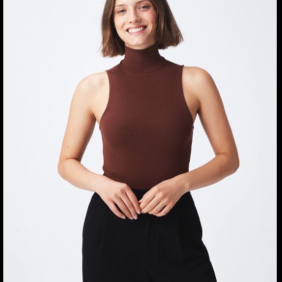 FOR DAYS SECOND SKIN TURTLENECK BODYSUIT SZ LG COLOR POTTING SOIL - Picture 1 of 3